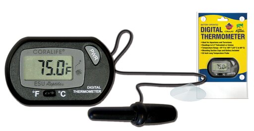 Coralife-Digital Aquarium/terrarium Thermometer- Black 2x1x5 Inch