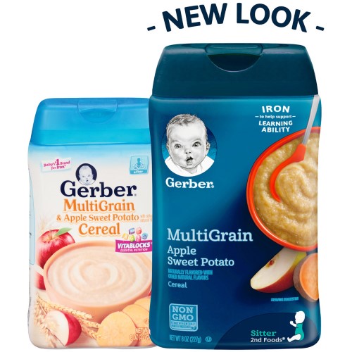Gerber 2nd Foods Multigrain Apple Sweet Potato Baby Cereal, 8 Oz