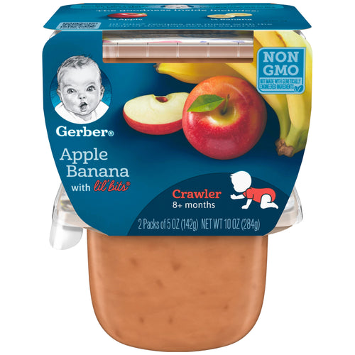 (4 Pack) Gerber 3rd Foods Lil' Bits Apple Banana Baby Food, 5 Oz. Tubs, 2 Count