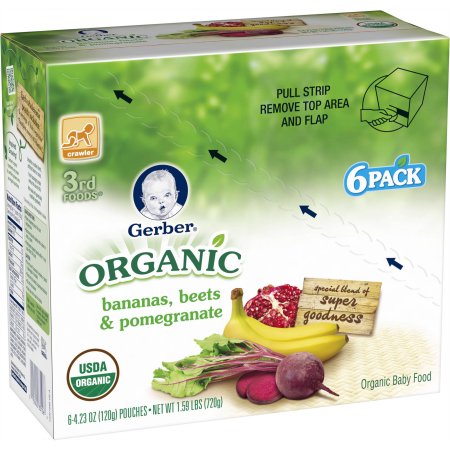 Gerber 3rd Foods Organic Bananas, Beets & Pomegranate Baby Food, 4.23 Oz, (Pack of 6)