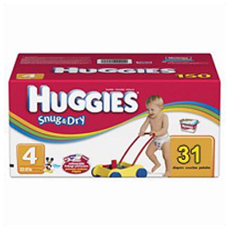Huggies Snug and Dry Diapers, Size 4, 22-37 Lbs, Jumbo Pack 55504 - 31 Diapers / Pack, 4 Packs