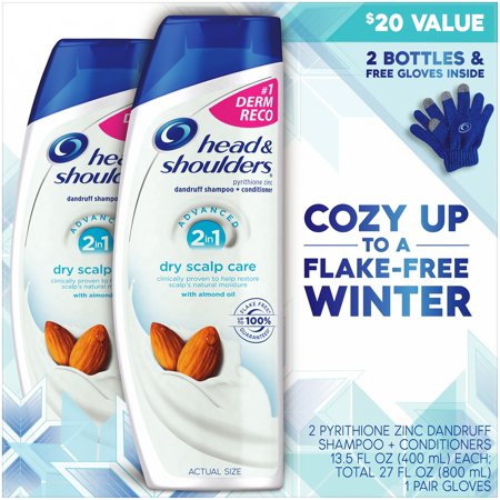 Head and Shoulders® Dry Scalp Care with Almond Oil 2-in-1 Anti-Dandruff Shampoo + Conditioner, 13.5 Fl. Oz. 2 Ct Pack