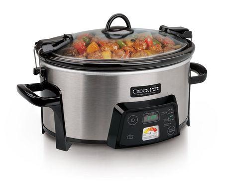 Crock-Pot 6 Qt. Travel Oval Programmable Slow Cooker Sccpcts605s-033 Silver Metallic