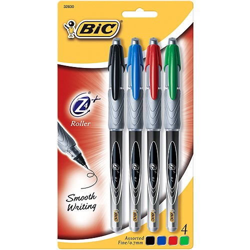 Z4CP41 BIC Z4+ Roller Pens Fine Point 4/Pkg