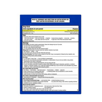 Theraflu Nighttime Severe Cold & Cough Relief Powder - Acetaminophen - Honey Lemon with Chamomile & White - 12ct
