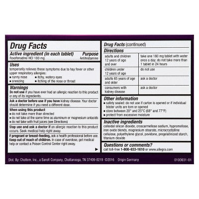 Allegra 24 Hour Allergy Relief Tablets - Fexofenadine Hydrochloride - 15ct