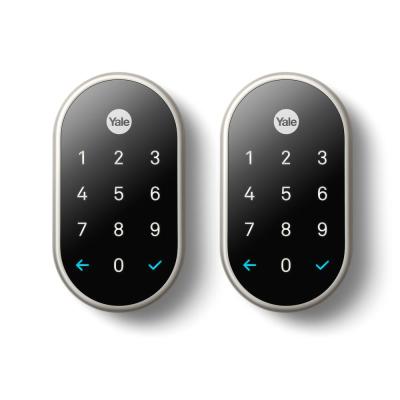 Google Nest X Yale Lock - Tamper-Proof Smart Deadbolt Lock with Nest Connect 2-Pack - Satin Nickel