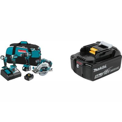 Makita 18-Volt LXT Brushless Cordless Combo Kit Hammer Drill/Impact Driver/Circular SawithFlashlight with Bonus Battery 5.0 AH