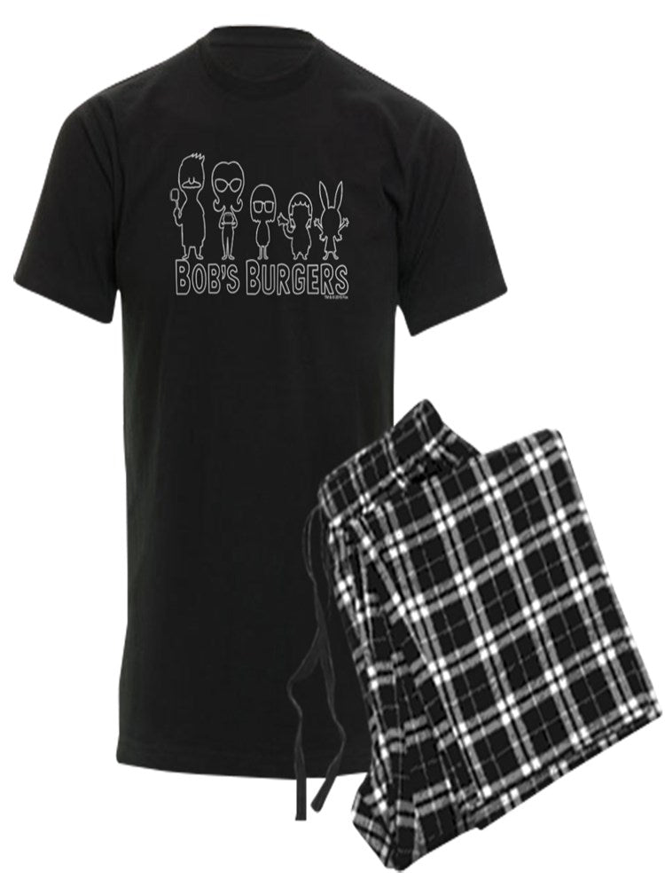CafePress - Bob's Burgers Family Outline - Men's Dark Pajamas