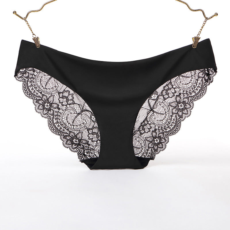 Women Lace Silk Cotton Panties Hollow Out Underwear Soft Briefs Underpants Ultra-Thin Breathable