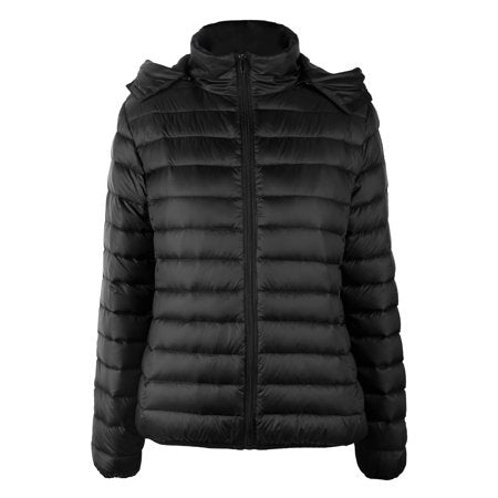 ILoveSIA Womens Down Jacket Lightweight Hooded Jacket US 8 Black