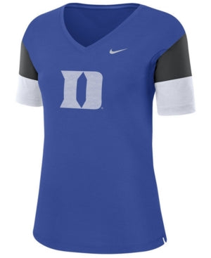 Women's Nike Royal/Black Duke Blue Devils Breathe Team Sleeve Performance V-Neck T-Shirt