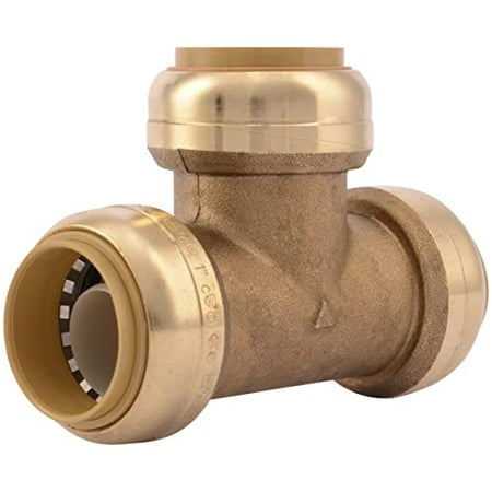 SharkBite 1 Inch Tee  Push to Connect Brass Plumbing Fitting  PEX Pipe  Copper  CPVC  PE-RT  HDPE  U374LFA