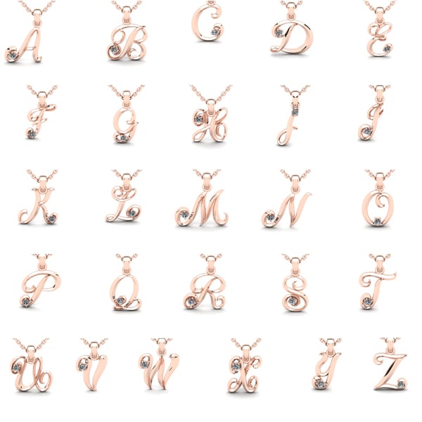 Letter Q Diamond Initial Necklace in Rose Gold (1.8 G) W/ Free Chain, I/J, 18 Inch Chain by SuperJeweler