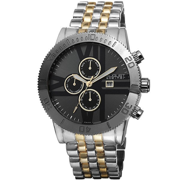 August Steiner Men's Swiss Quartz Multifunction Two-Tone Bracelet Watch