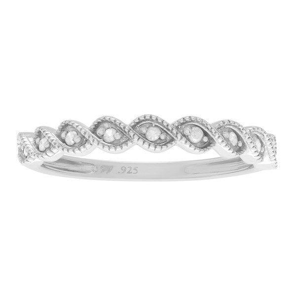Sterling Silver 1/10 Ct Diamond Wedding Band (J-K I2-I3,) (6)