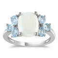 Miadora Sterling Silver 3ct TGW Opal and Blue Topaz Cocktail Ring