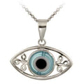 Glitzy Rocks Sterling Silver Enamel and Glass Evil Eye Necklace (SP4623-LBL-18)