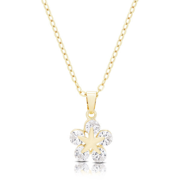 Dolce Giavonna Gold or Silvertone Cubic Zirconia Star Necklace