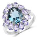 Malaika Sterling Silver 5 2/5ct London Blue Topaz and Tanzanite Ring (7)