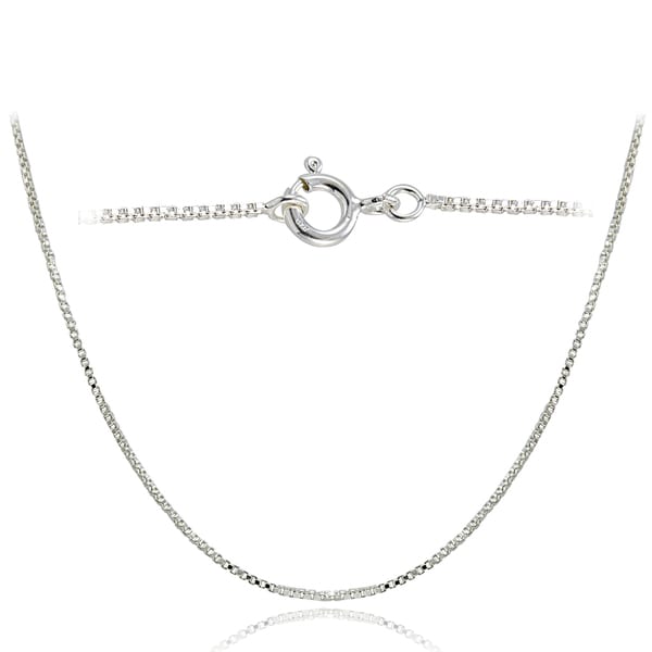 Mondevio High Polished 1mm Italian Box Chain Necklace in Lengths 16-30 Inches