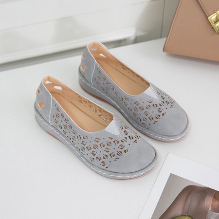 Egmy Women Flat Shoes Hollow Wedge Heel Casual Large Size Single Shoes