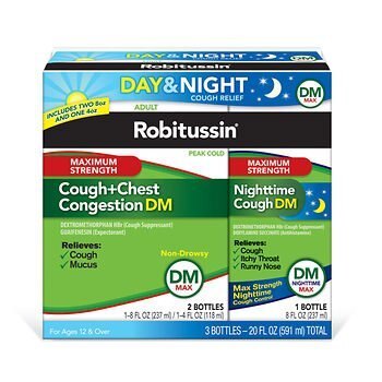 Robitussin DM Max Cough and Chest Congestion Day and Night,(3 Bottles) 20 Ounce