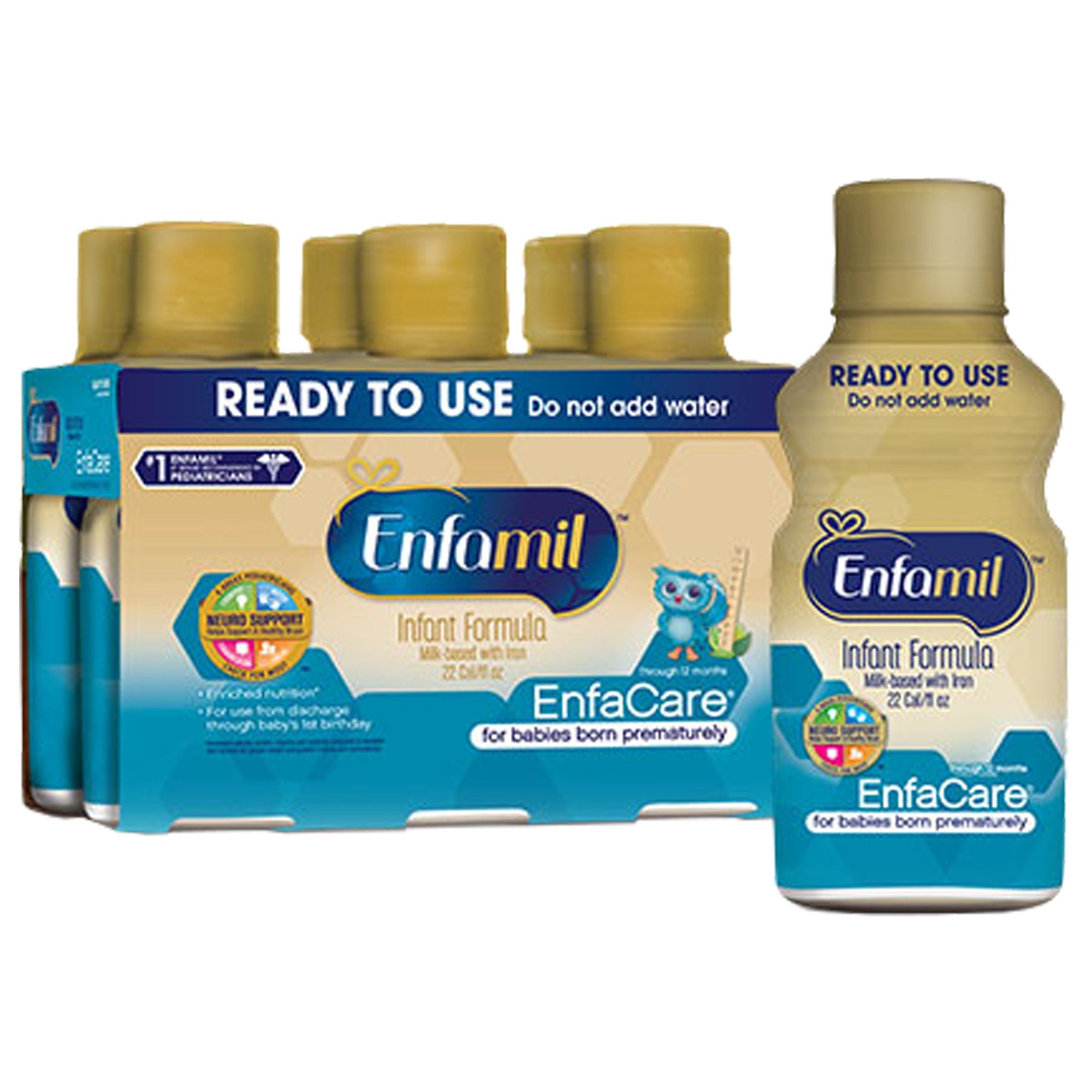 Enfamil EnfaCare Infant Formula for Premature Babies - 6 Ready-to-Use Bottles (8 Fl Oz Each)