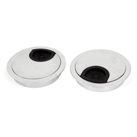 PC Desk Cable Cord Organizer Grommet Hole Wire Cover Gray 60mm 2.4' Dia 2 Pcs