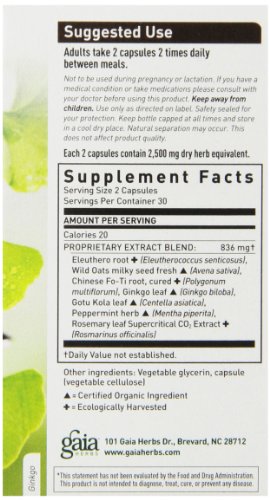 Gaia Herbs Mental Alertness Vegan Liquid Capsules, 60 Count - Memory and Focus Supplement, Enhance Mental Performance, Boost Brain Blood Flow