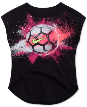 Nike Little Girls' Soccer Ball Graphic T-Shirt, Size 4, Black