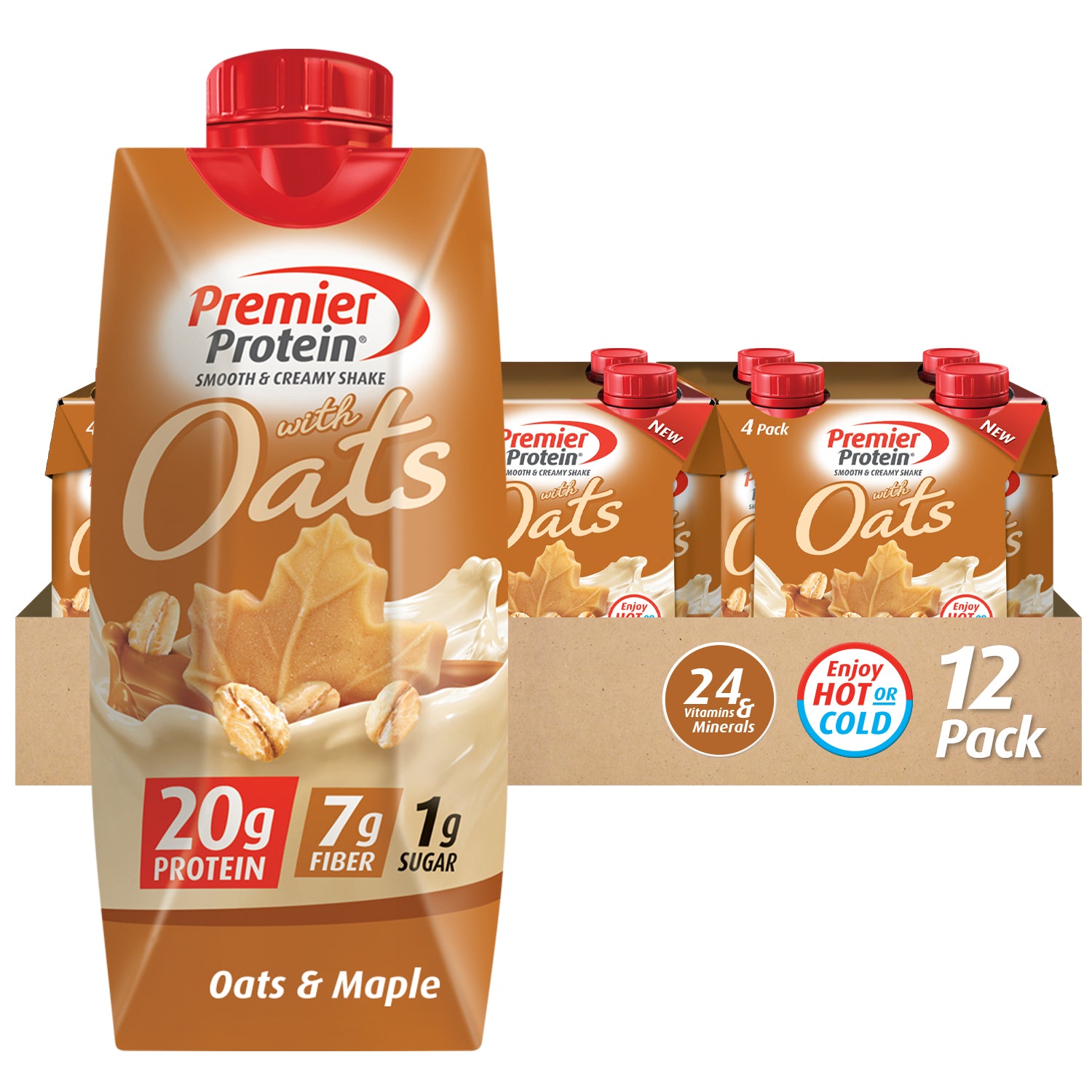 Premier Protein Cinnamon Protein Supplements, Oats Maple, 1 Bottle, 132 Fl Oz