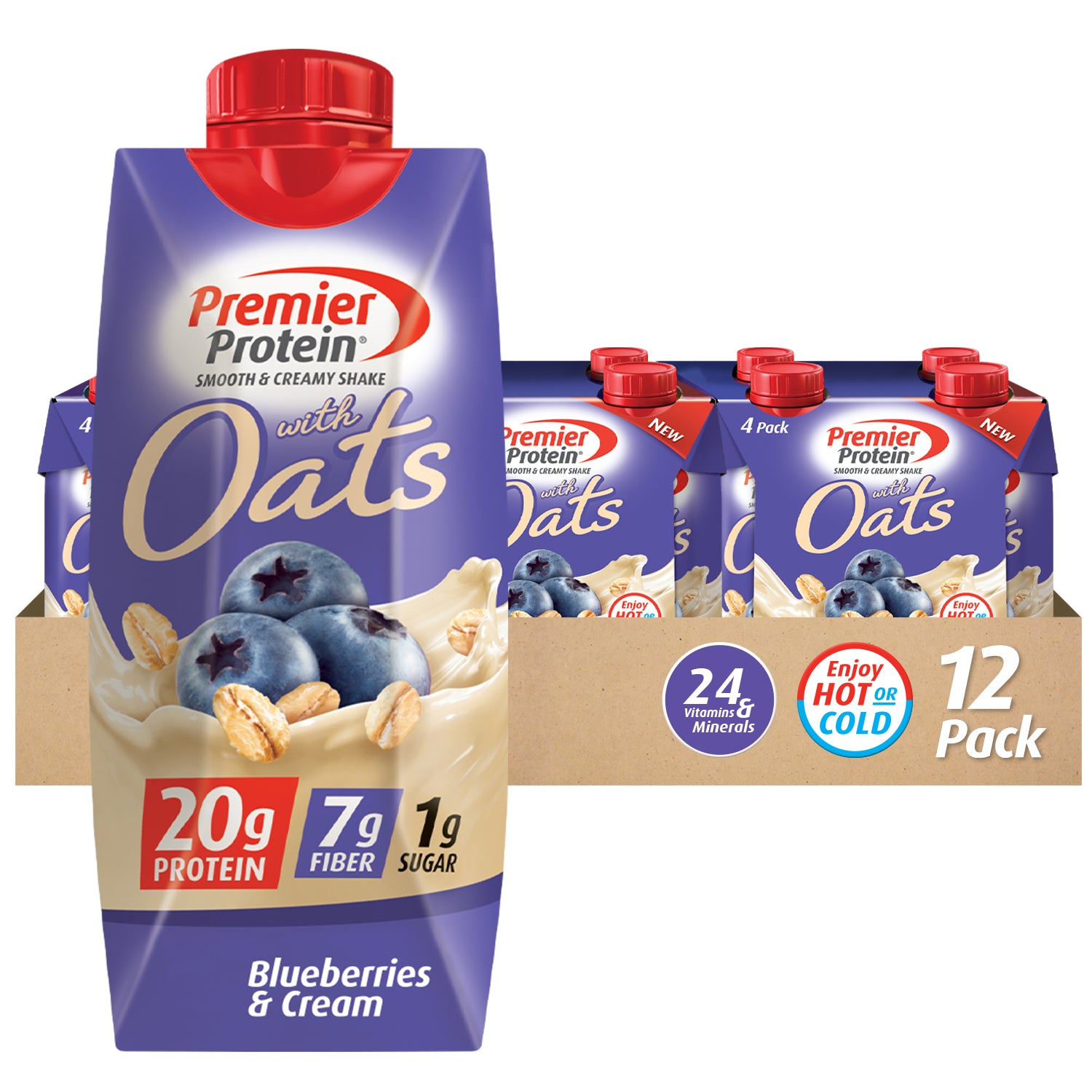 Premier Protein Cinnamon Protein Supplements, Blueberries Cream, 1 Bottle, 132 Fl Oz (1833573)