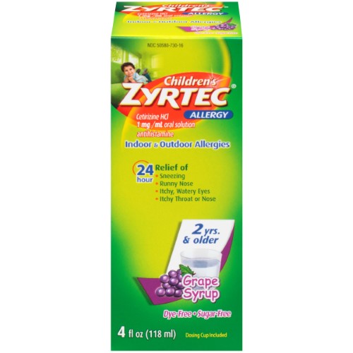 Children S Zyrtec Allergy Syrup  Sugar Free Grape - 4 Fl Oz