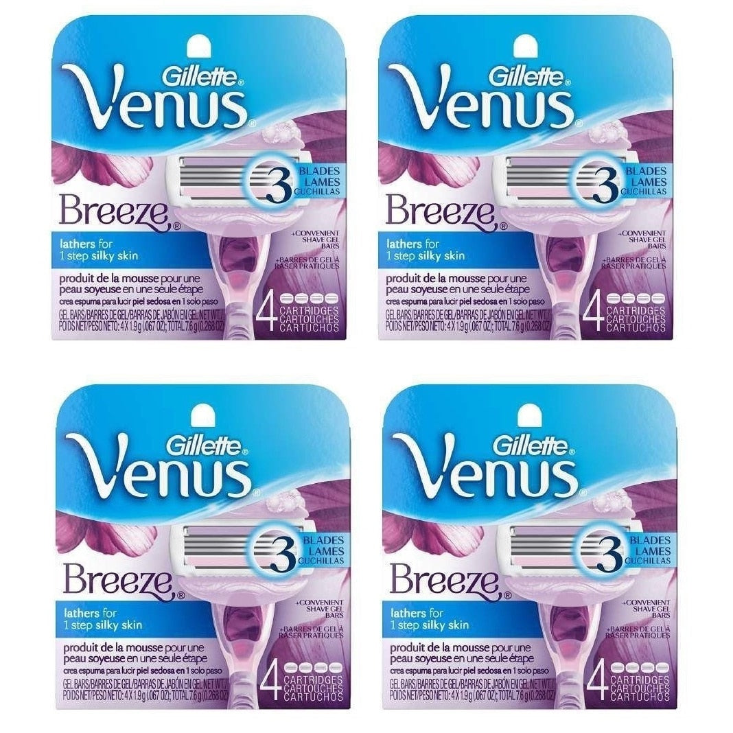 Gillette Venus Breeze 4-count Refill Razor Blade Cartridges (Set of 2 or 4)