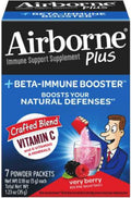 Airborne Plus Beta-Immune Booster Powder Packets, Very Berry, 7 Count per Pack, 1.23 Ounce