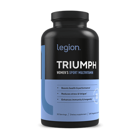 Legion Athletics Triumph Women’s Daily Sport Multivitamin Supplement  240 Vegetarian Capsules  30 Servings  22 Vitamins & Minerals