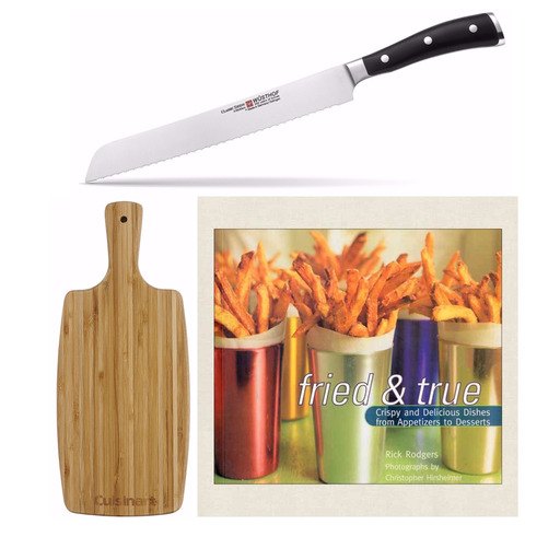 Wusthof Classic Ikon 9 Double Serrated Bread Knife with Board and Cookbook