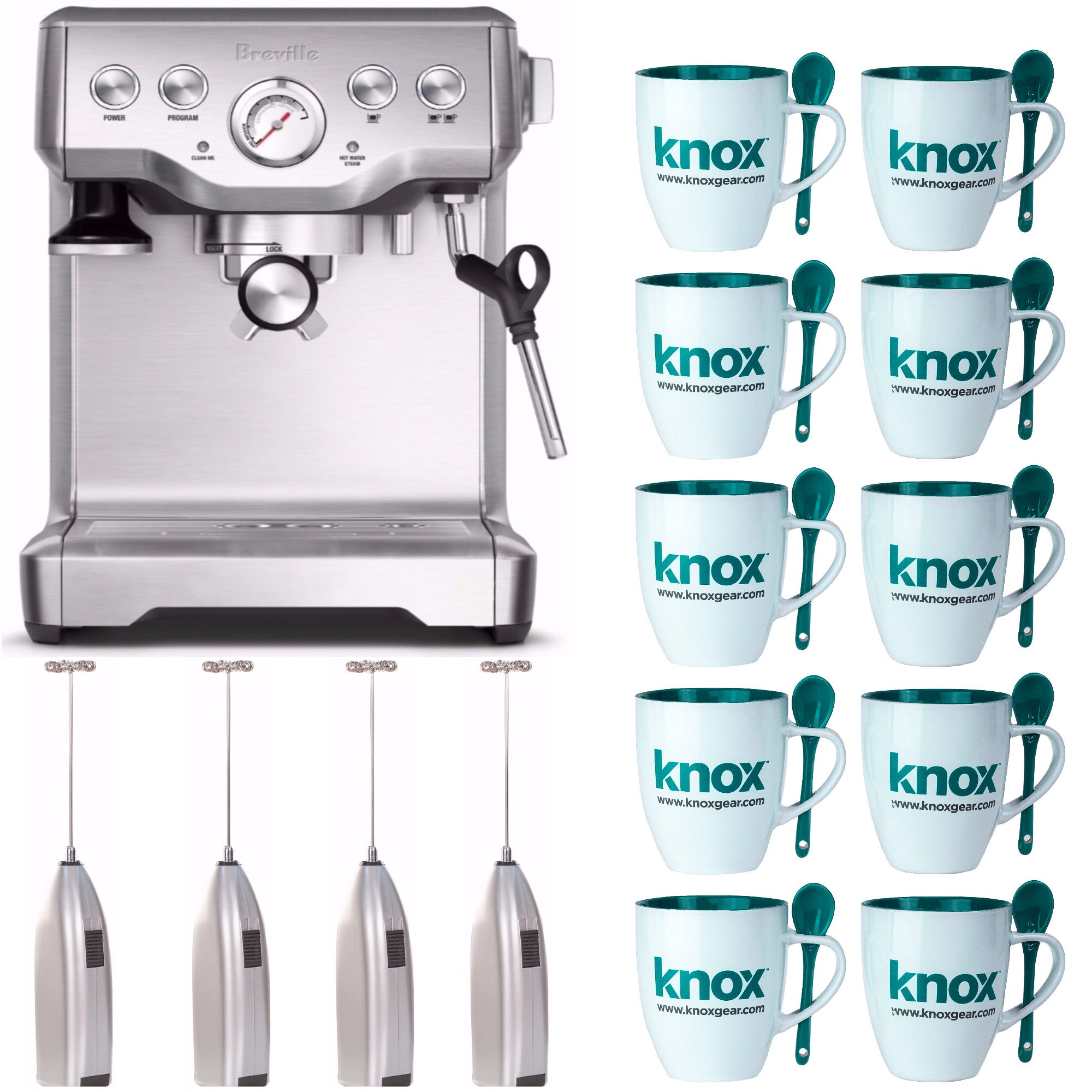 Breville BES840XL the Infuser Espresso Machine with 10 Mugs and 4 Frothers