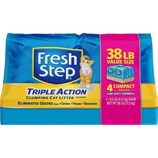 Fresh Step Triple Action, Clumping Cat Litter, Scented, 38 Pounds