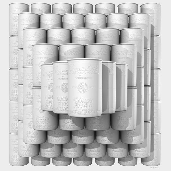 Maxwell Dickson 'Campbell's Soup Cans 3D Matte White' Modern Canvas Wall Art