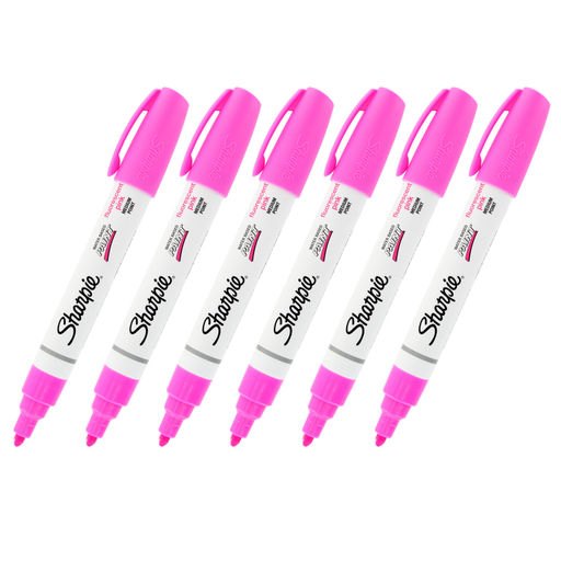 Sharpie Water-Based Paint Marker, Medium Point, Fluorescent Pink, 6 Packs