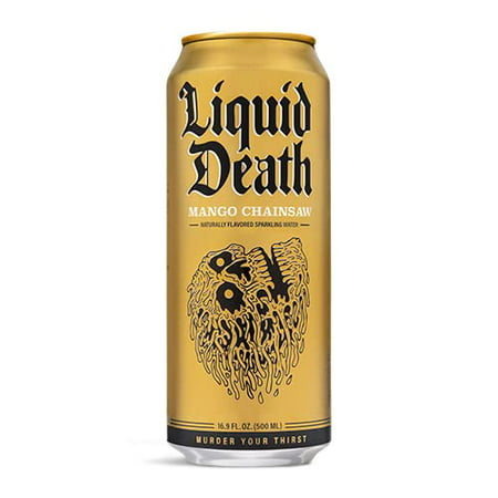 Liquid Death Sparkling Water Mango  16.9 Fl Oz  Quantity of 4 Cans