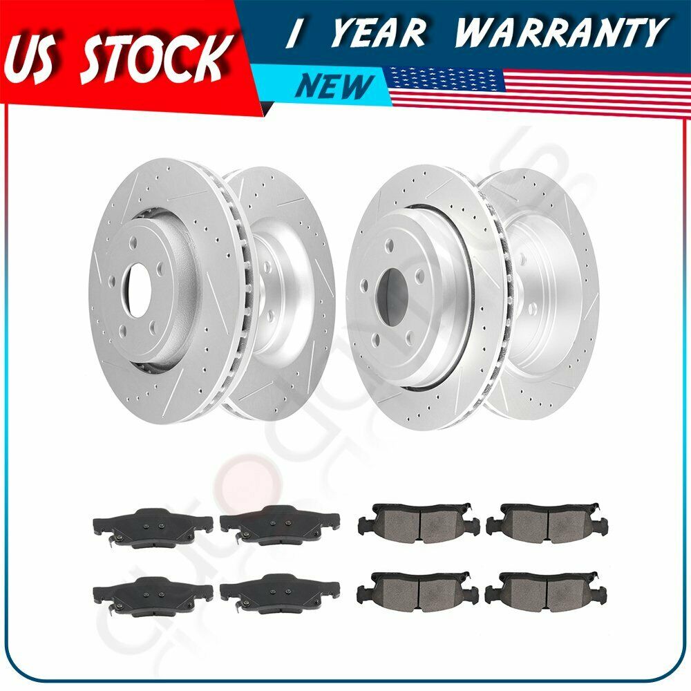 4pcs Brake Discs Rotors 8pcs Ceramic Pads for Dodge Durango 13-17 Front Rear