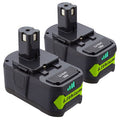2-Pack 6000mAh 18 Volt Lithium-Ion Battery for Ryobi 18 Volt One+ P102 P103 P104 P105 P107 P109 P122 Cordless Power Tools