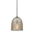 Brimley 1 Light Pendant in Oil Rubbed Bronze with Raised Diamond Texture Mercury Glass - Includes Recessed Lighting Kit