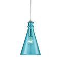 Parson 1 Light Pendant in Satin Nickel with Aqua Glass - Includes Recessed Lighting Kit