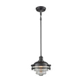 Riley 1 Light Pendant in Oil Rubbed Bronze with Clear Glass - Includes Recessed Lighting Kit