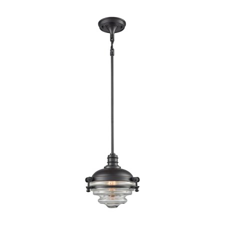 Riley 1 Light Pendant in Oil Rubbed Bronze with Clear Glass - Includes Recessed Lighting Kit