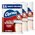 Charmin Ultra Strong Clean Touch Toilet Paper, 24 Family Mega Rolls = 123 Regular Rolls